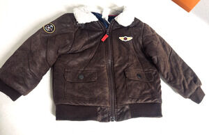 Little Me Sz 2T Boys Aviator Jacket Pilot Flight Top Gun Faux Fur Collar